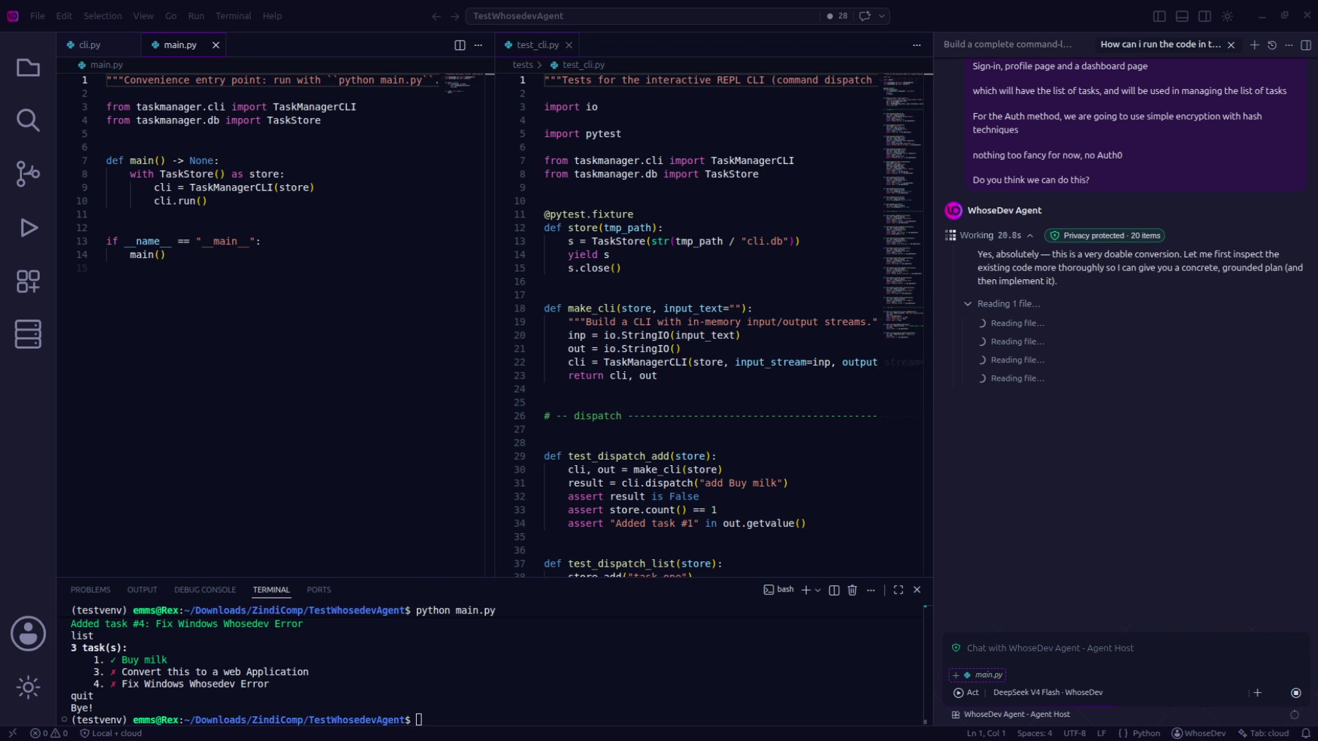 WhoseDev privacy protection working inside the code editor